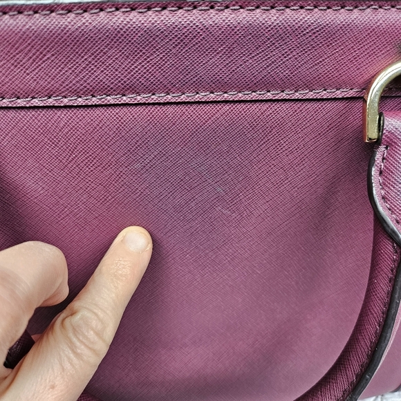 VGUC Michael Kors Black Tina Small Satchel Crossbody Purple Saffiano Leather - Picture 6 of 16